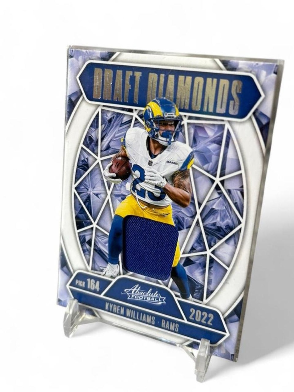 2022 Panini Absolute Draft Diamonds memorabilia card featuring Kyren Williams